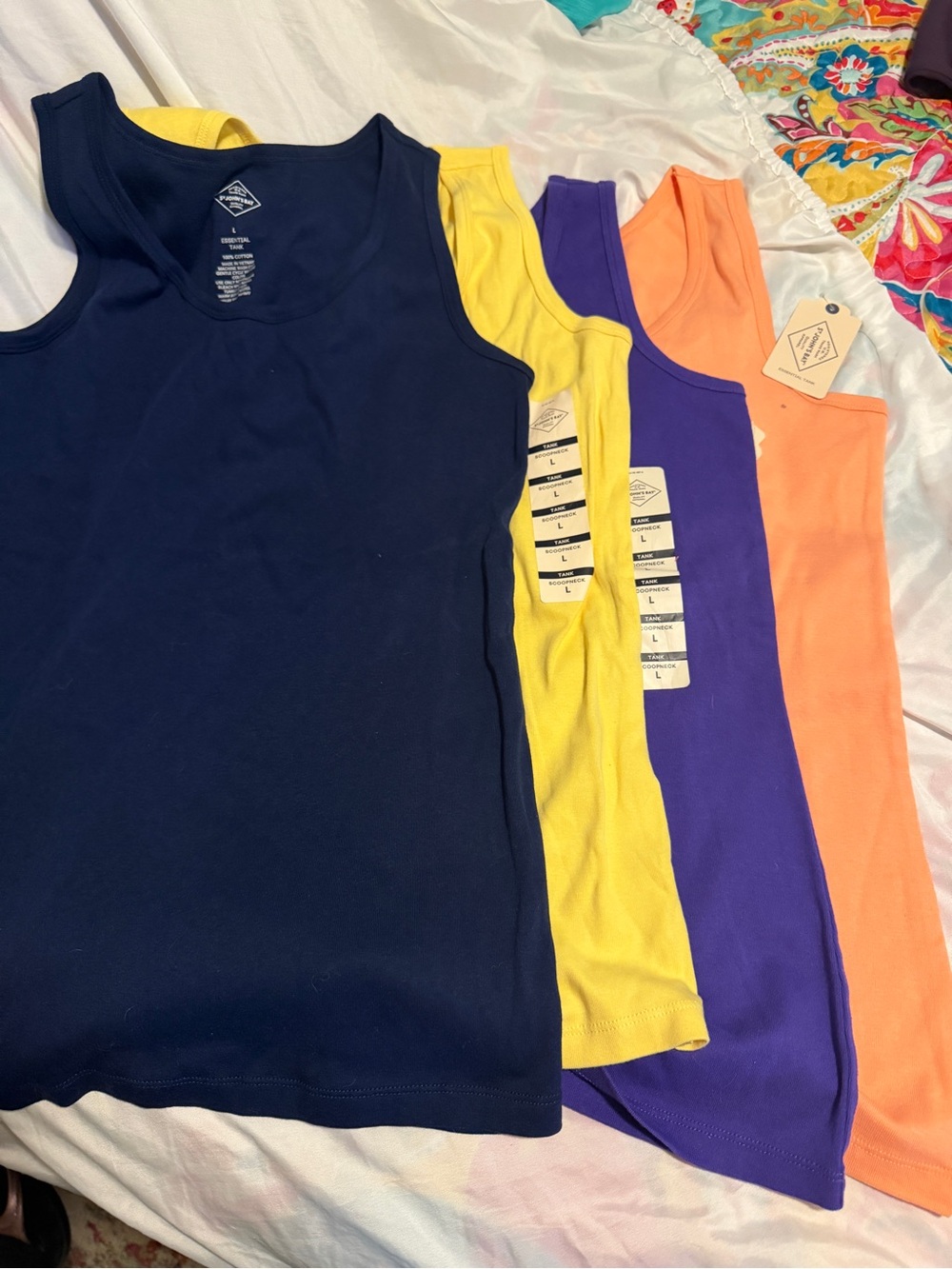 Women’s Tank Top - Navy, Yellow, Purple, Peach - St John’s Bay